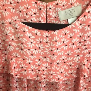 LOFT Peach Floral Ruffle Blouse